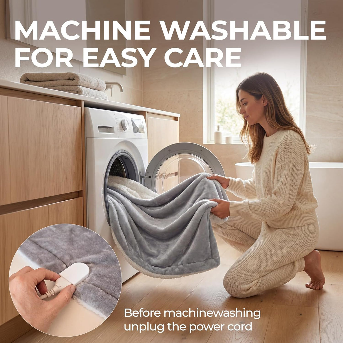 Electric Heated Throw Blanket 50"X60", 8Ft Cord, 6 Heat Levels